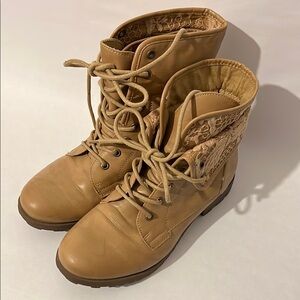 Women's Tan Lace-Up Boots
